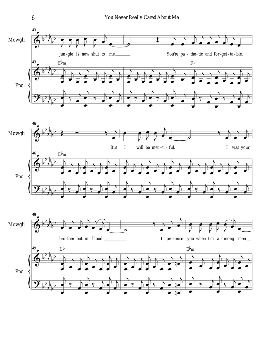 You Never Really Cared About Me (Vocal solo with SATB) 4-Part scores gallery preview page 6
