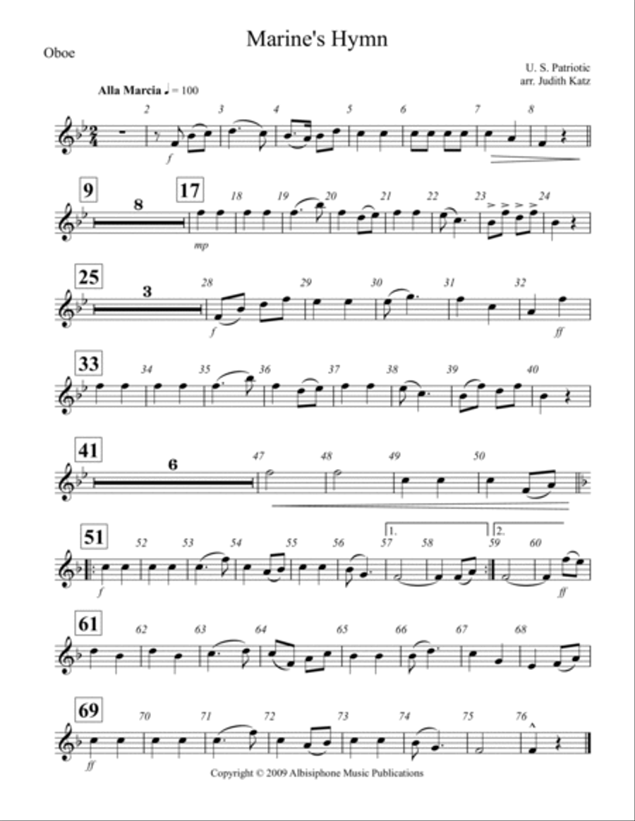 Marine's Hymn - Parts Woodwind Quartet scores gallery preview page 2