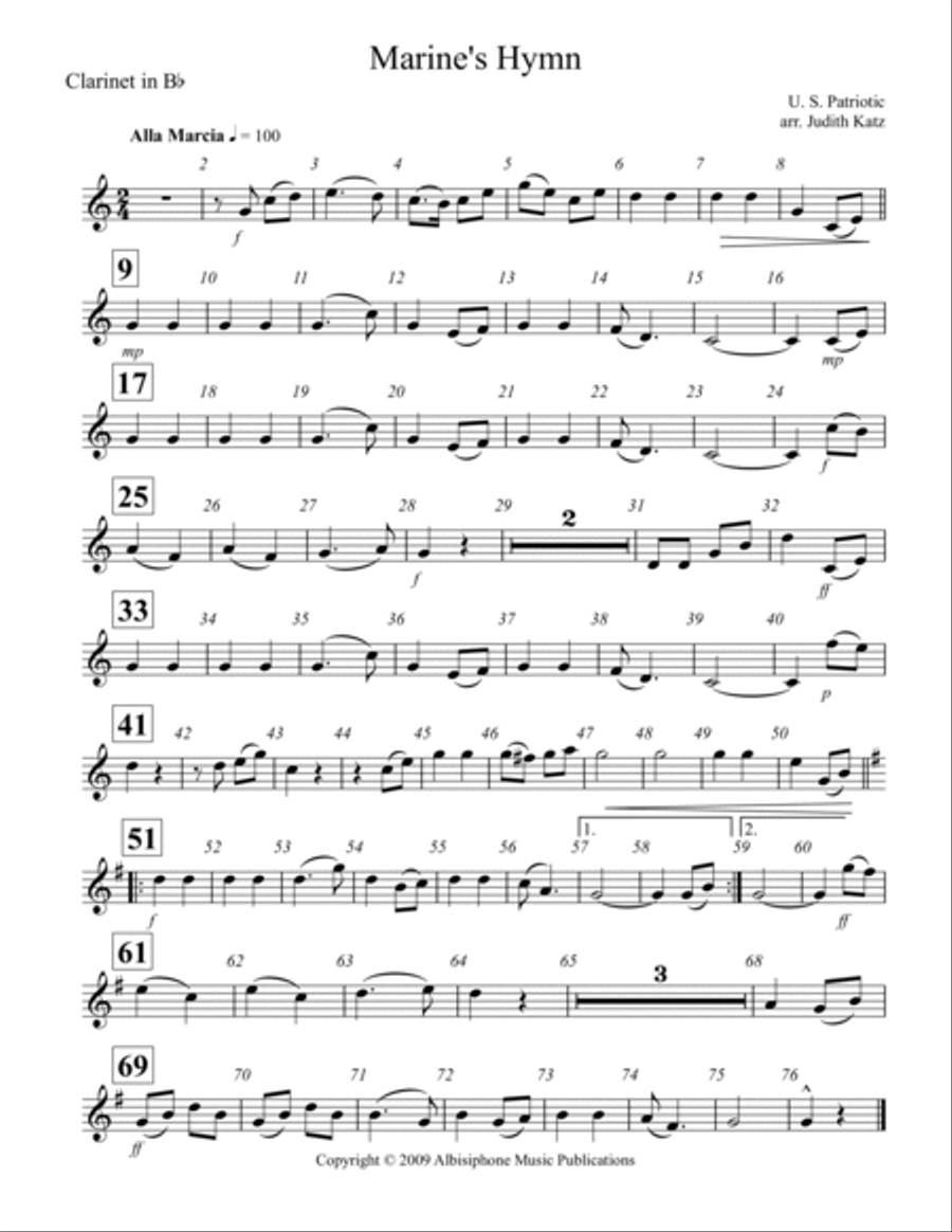 Marine's Hymn - Parts Woodwind Quartet scores gallery preview page 3