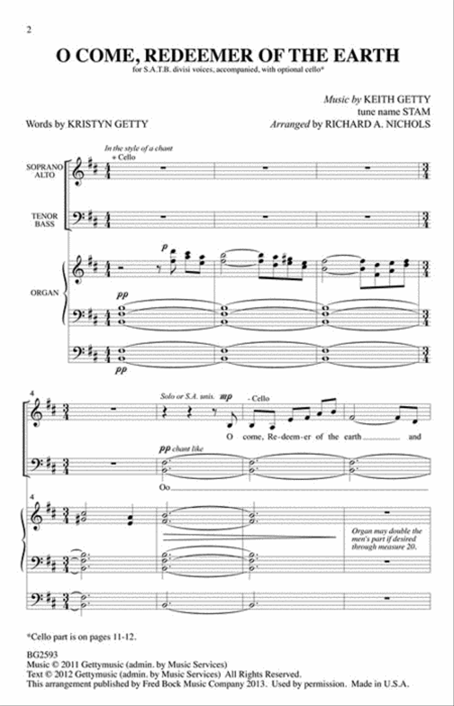 O Come, Redeemer of the Earth 4-Part scores gallery preview page 2