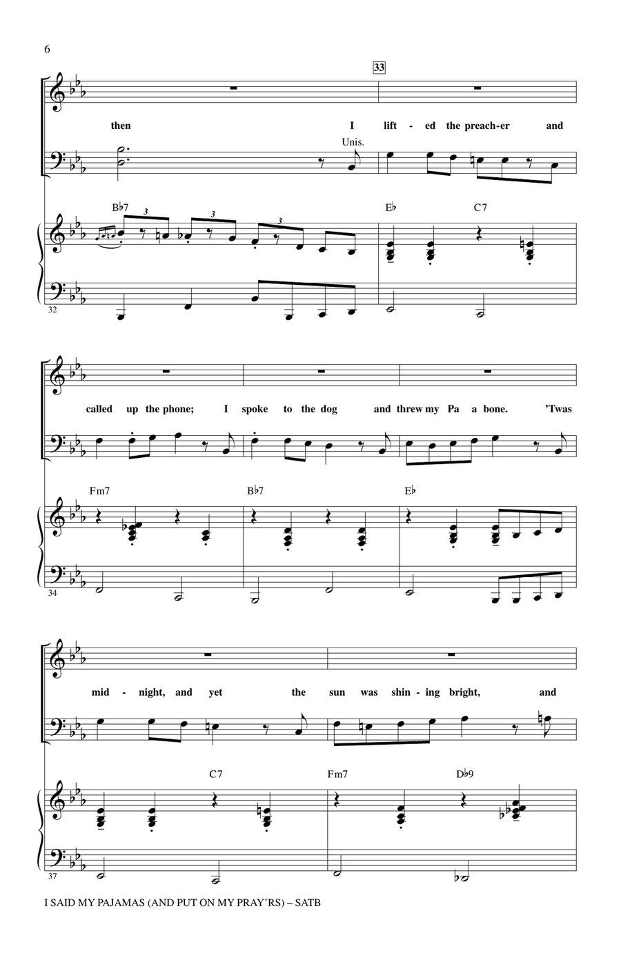 I Said My Pajamas (And Put On My Pray'rs) 4-Part scores gallery preview page 5