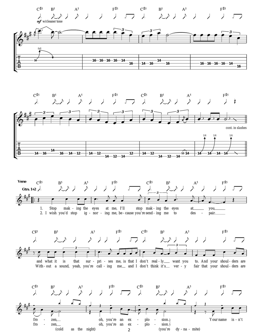 I Bet You Look Good On The Dance Floor Guitar Tablature scores gallery preview page 2