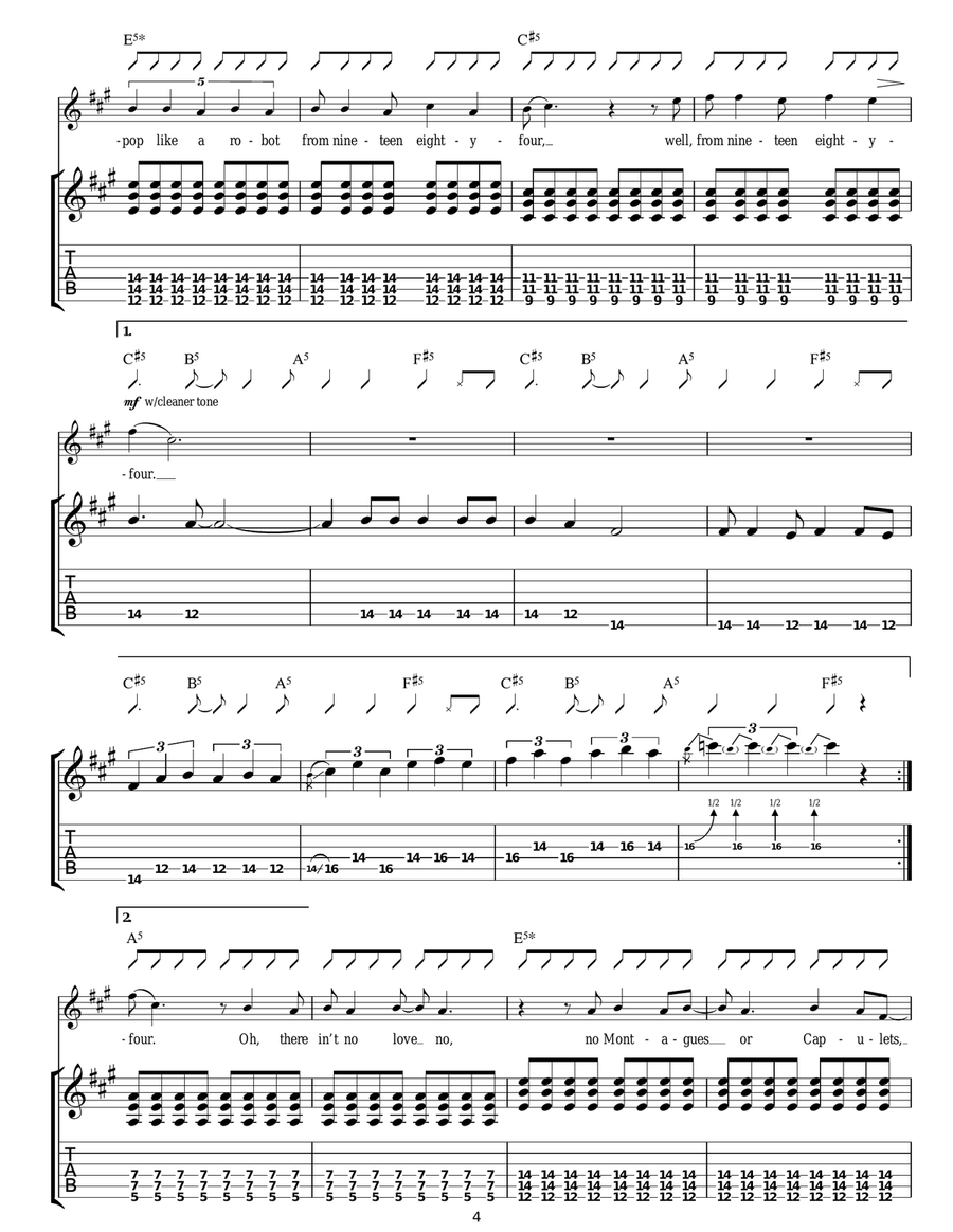 I Bet You Look Good On The Dance Floor Guitar Tablature scores gallery preview page 4