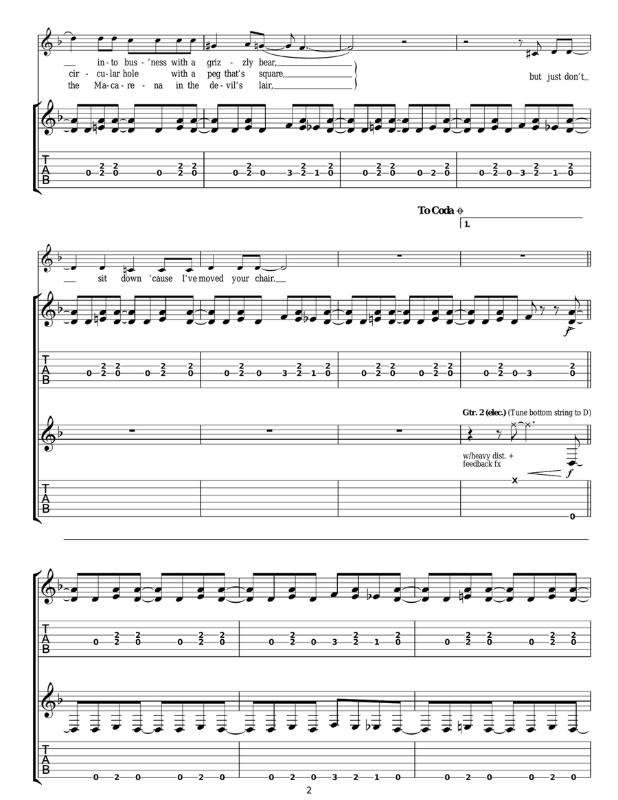 Don't Sit Down 'Cause I've Moved Your Chair Guitar Tablature scores gallery preview page 2