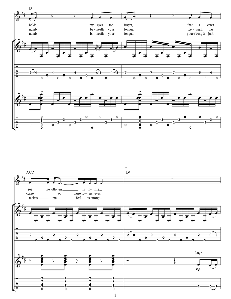 Lovers' Eyes Lovers' Eyes Acoustic Guitar scores gallery preview page 3