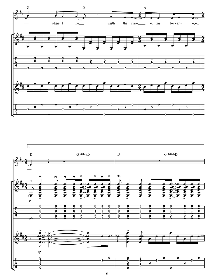 Lovers' Eyes Lovers' Eyes Acoustic Guitar scores gallery preview page 6