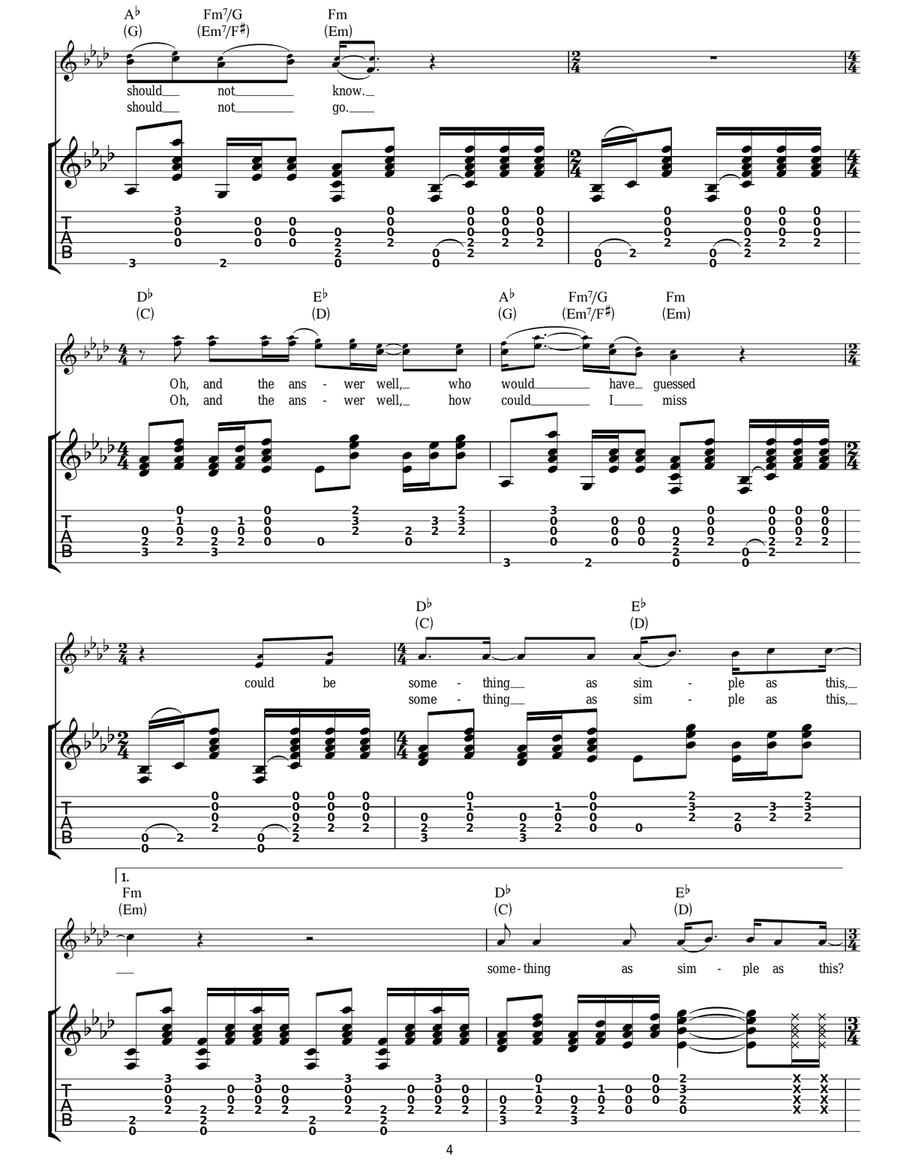 Simple As This Simple As This Guitar Tablature scores gallery preview page 4