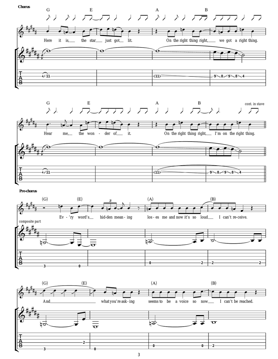 The Right Thing Right The Right Thing Right Guitar Tablature scores gallery preview page 3