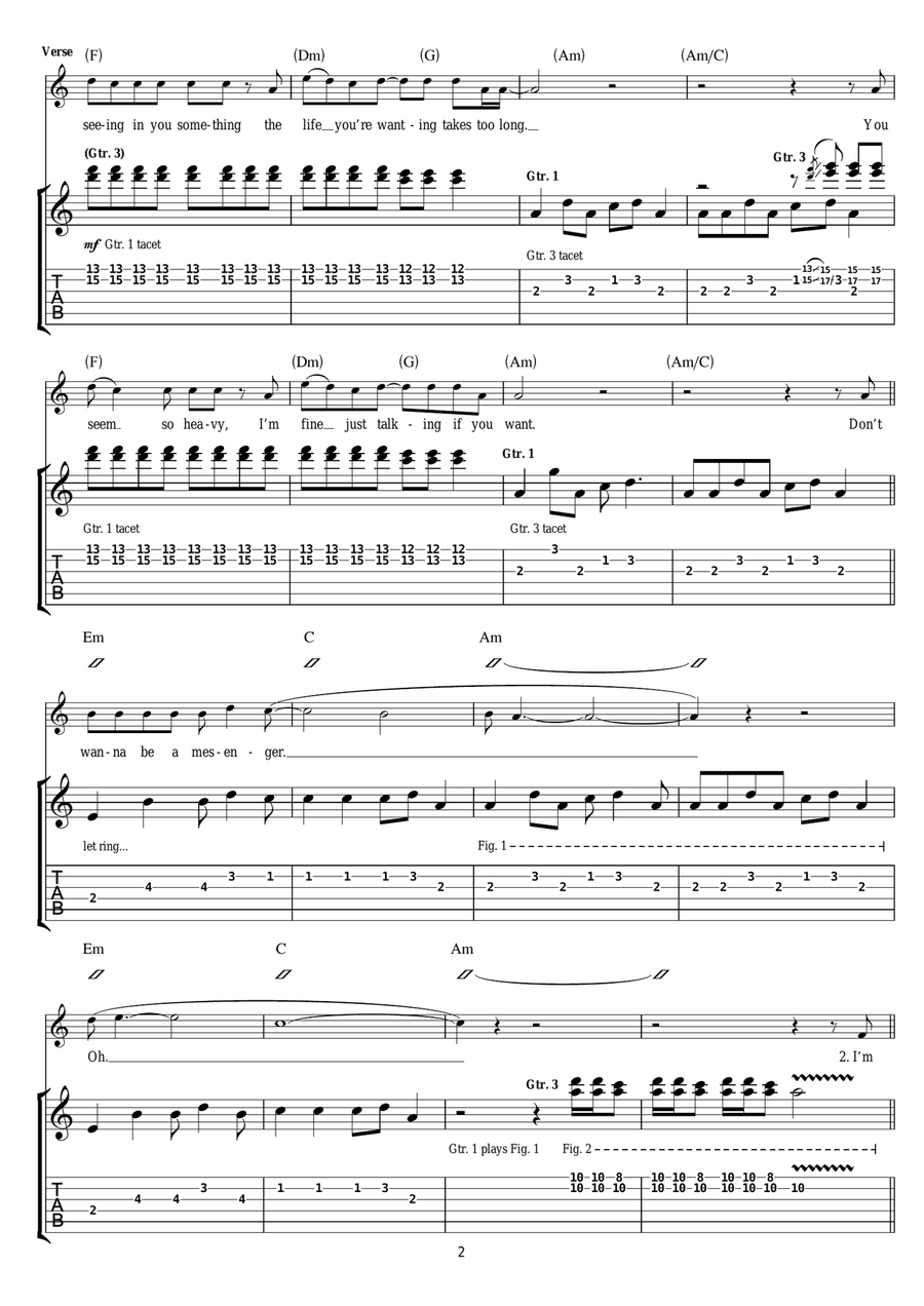 The Messenger The Messenger Guitar Tablature scores gallery preview page 2