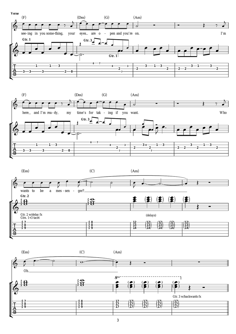 The Messenger The Messenger Guitar Tablature scores gallery preview page 3