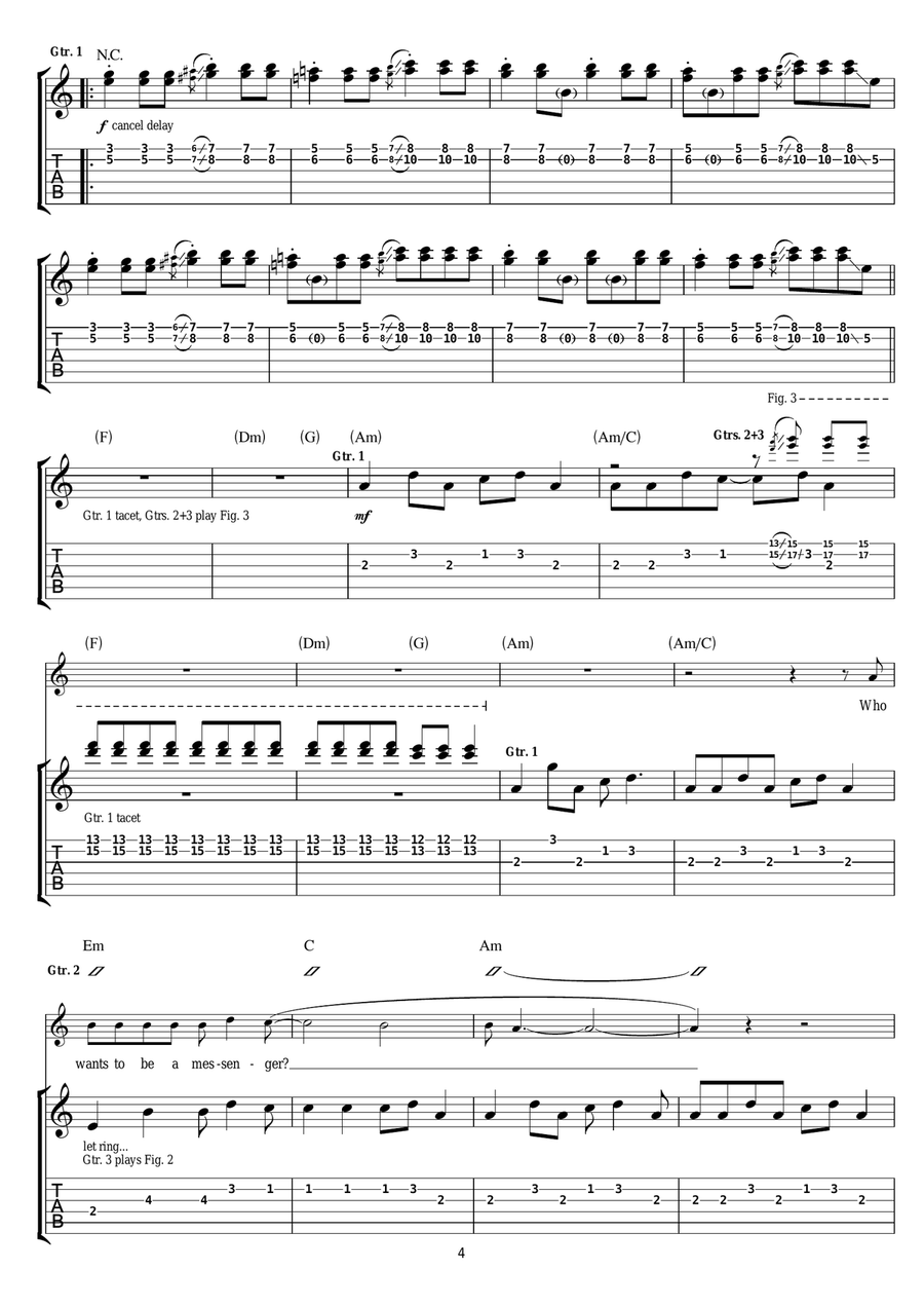 The Messenger The Messenger Guitar Tablature scores gallery preview page 4