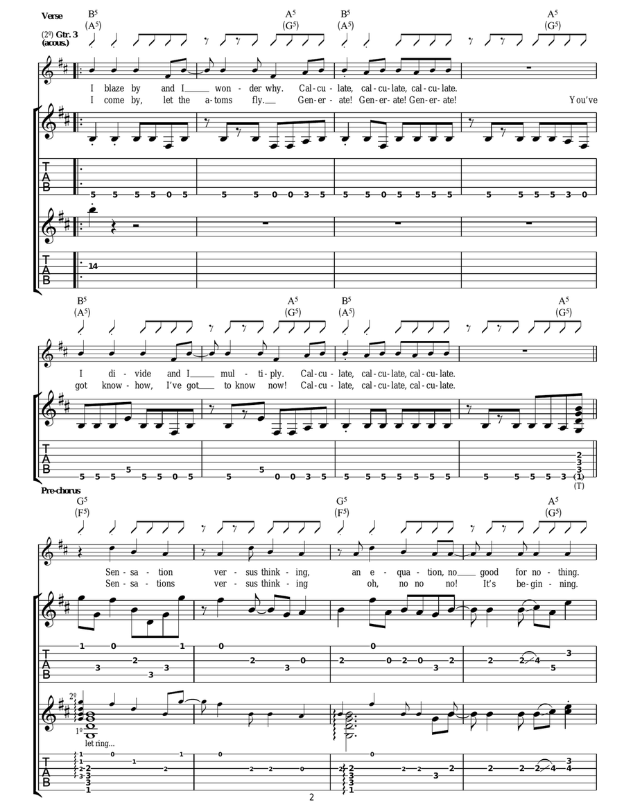 Generate! Generate! Generate! Generate! Guitar Tablature scores gallery preview page 2