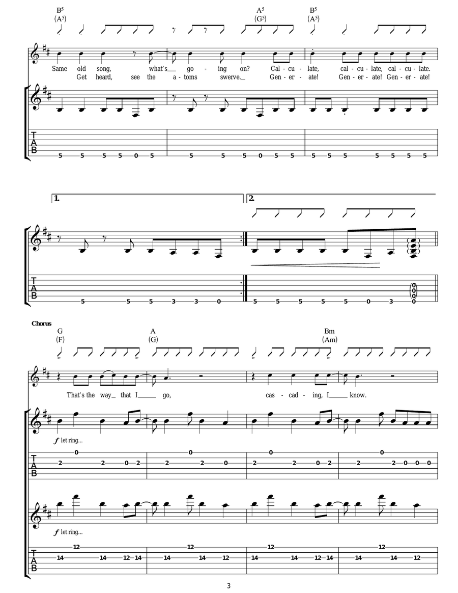 Generate! Generate! Generate! Generate! Guitar Tablature scores gallery preview page 3