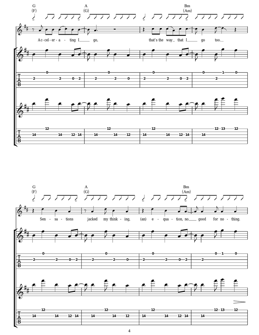 Generate! Generate! Generate! Generate! Guitar Tablature scores gallery preview page 4