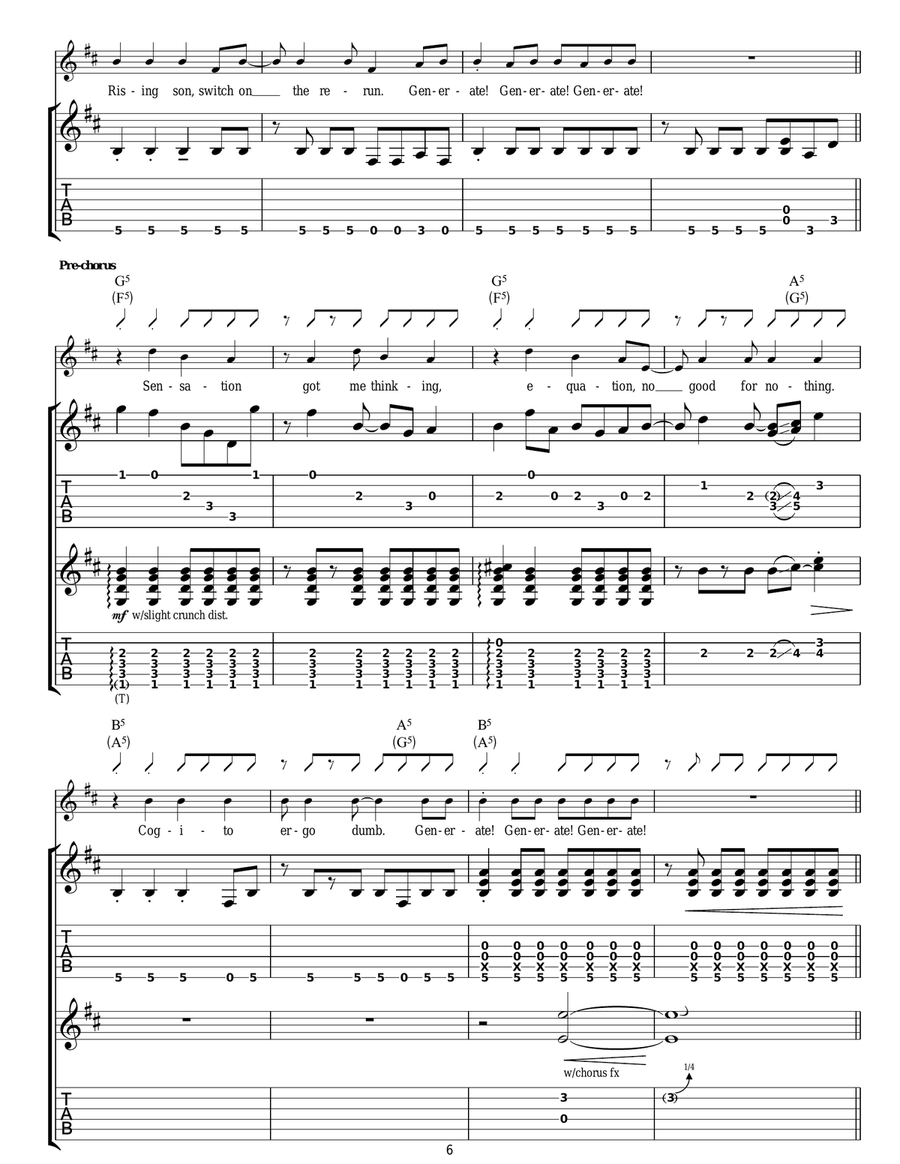 Generate! Generate! Generate! Generate! Guitar Tablature scores gallery preview page 6