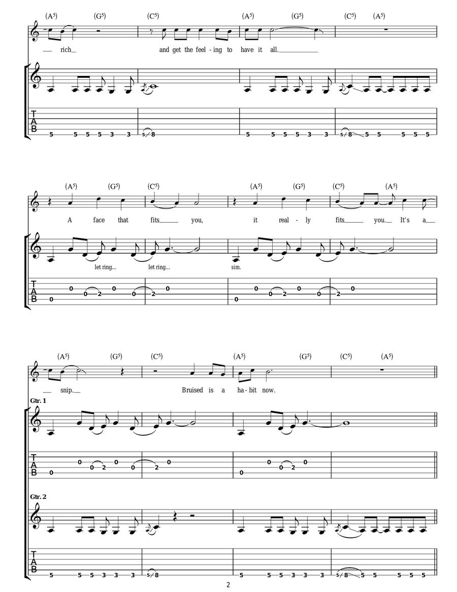 Sun And Moon Sun And Moon Guitar Tablature scores gallery preview page 2