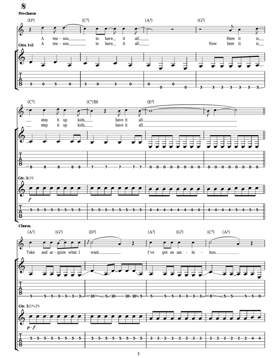 Sun And Moon Sun And Moon Guitar Tablature scores gallery preview page 3
