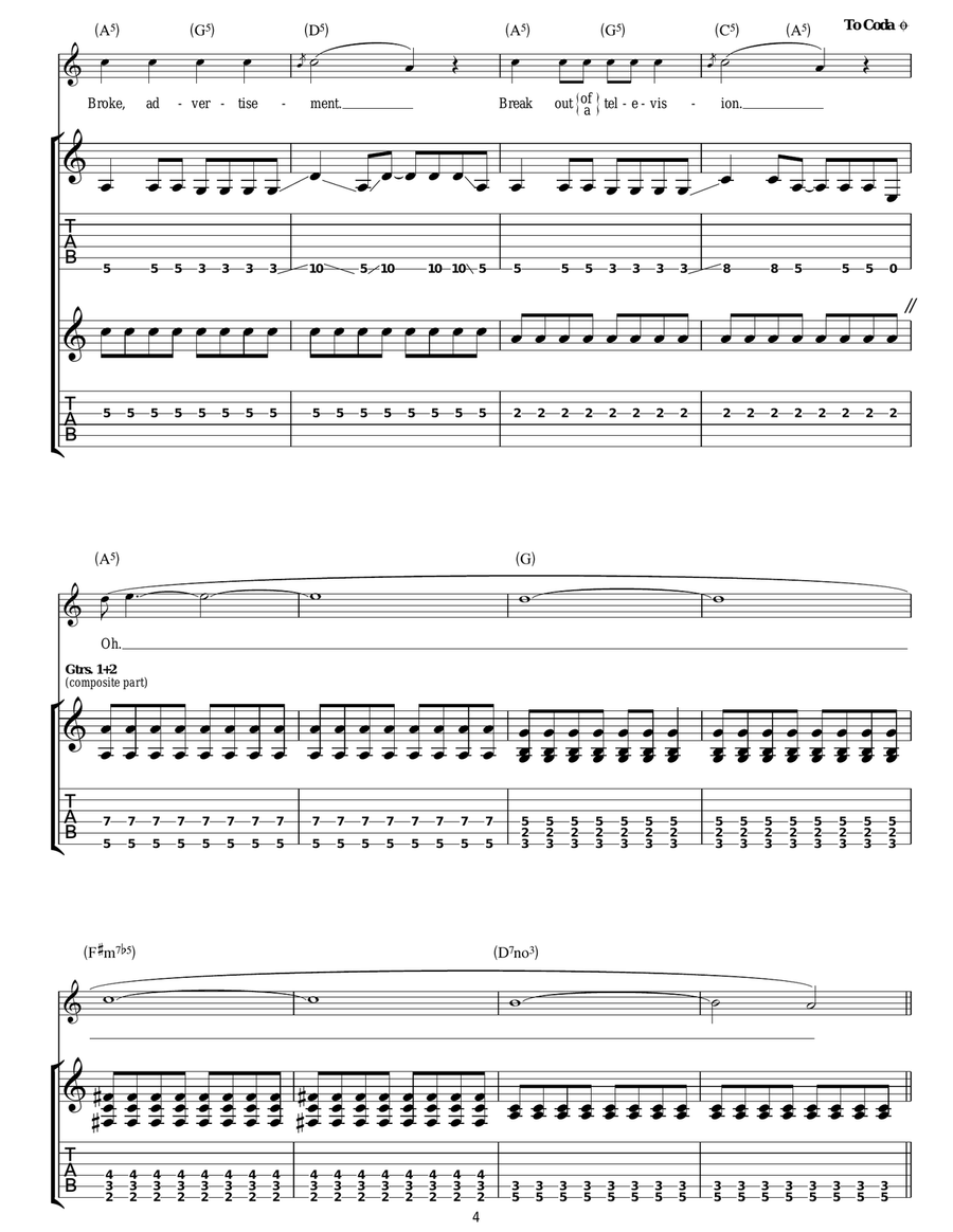 Sun And Moon Sun And Moon Guitar Tablature scores gallery preview page 4