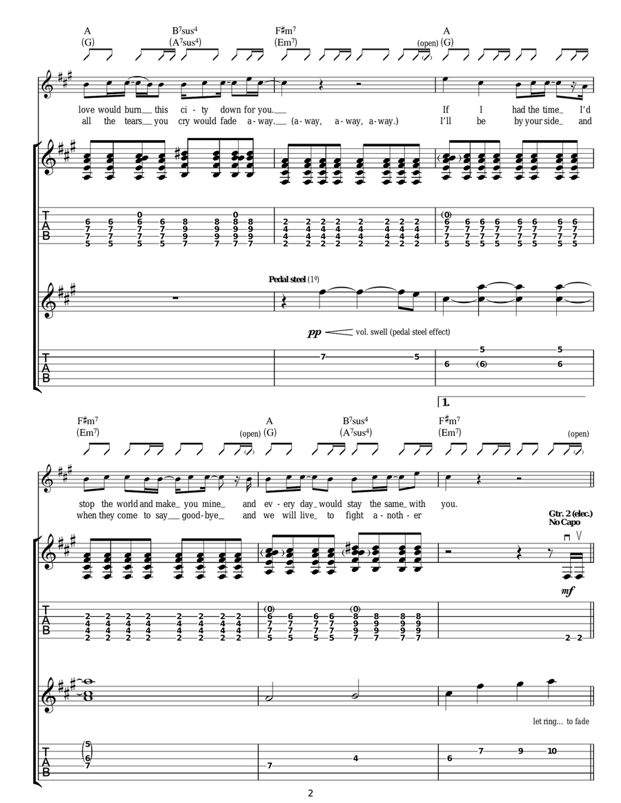 If I Had A Gun... If I Had A Gun... Guitar Tablature scores gallery preview page 2