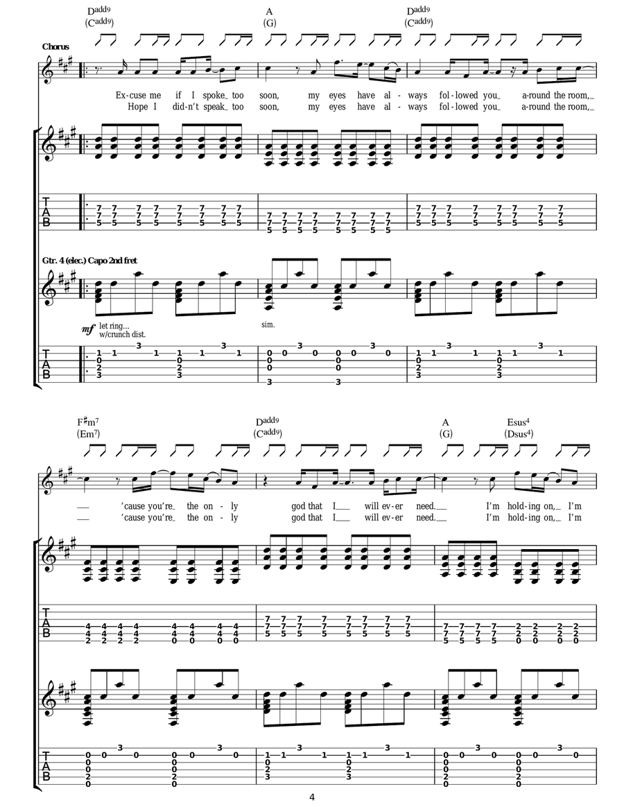 If I Had A Gun... If I Had A Gun... Guitar Tablature scores gallery preview page 4