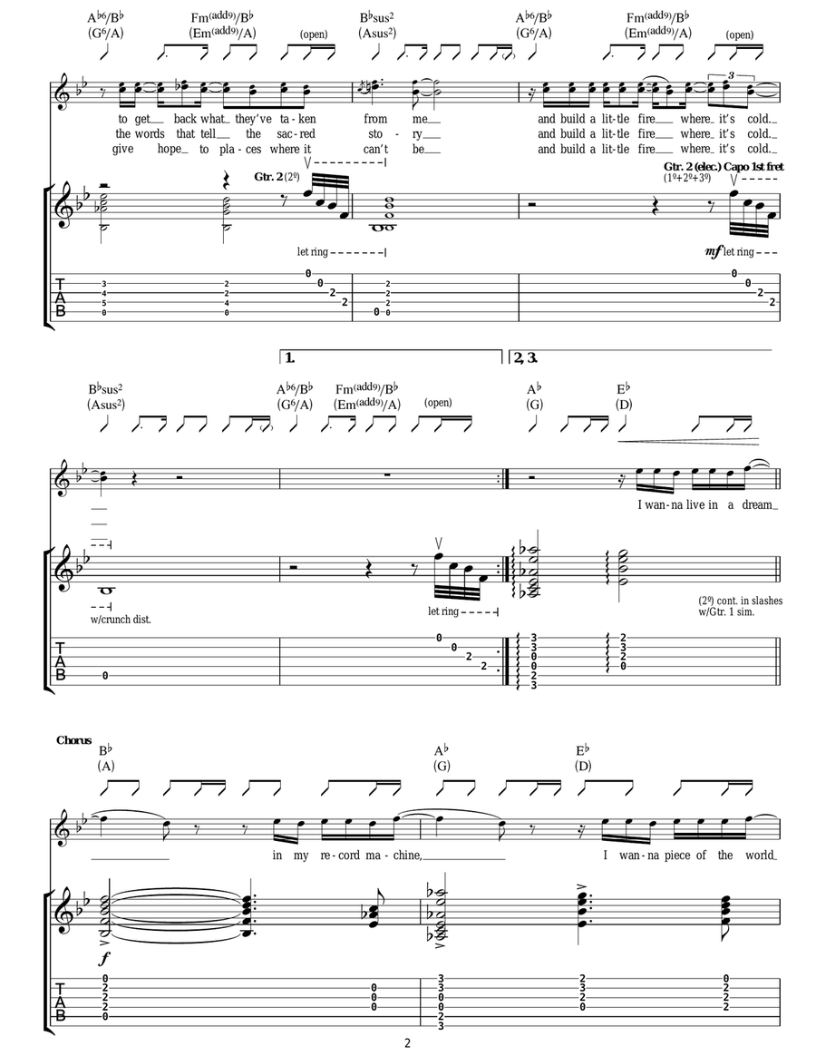 (I Wanna Live In A Dream In My) Record Machine Guitar Tablature scores gallery preview page 2
