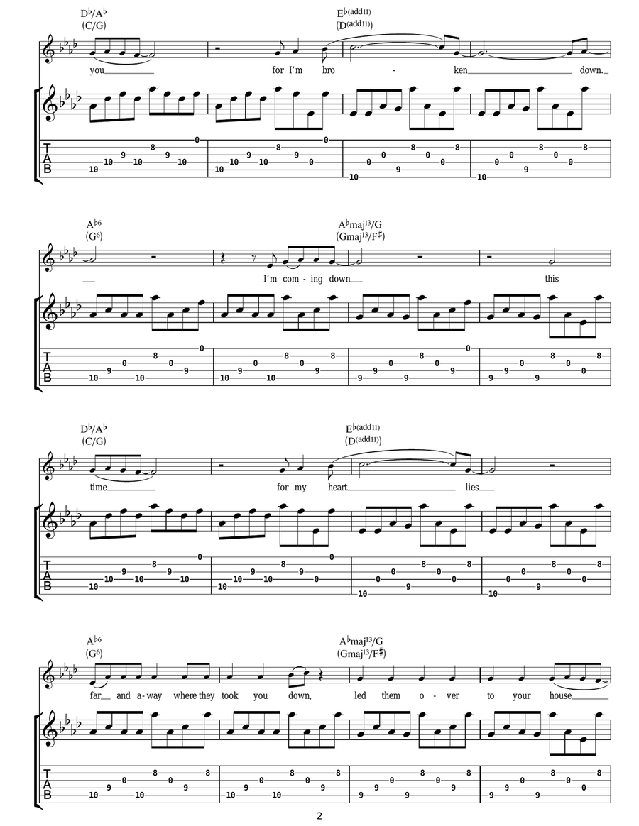 Broken Broken Guitar Tablature scores gallery preview page 2