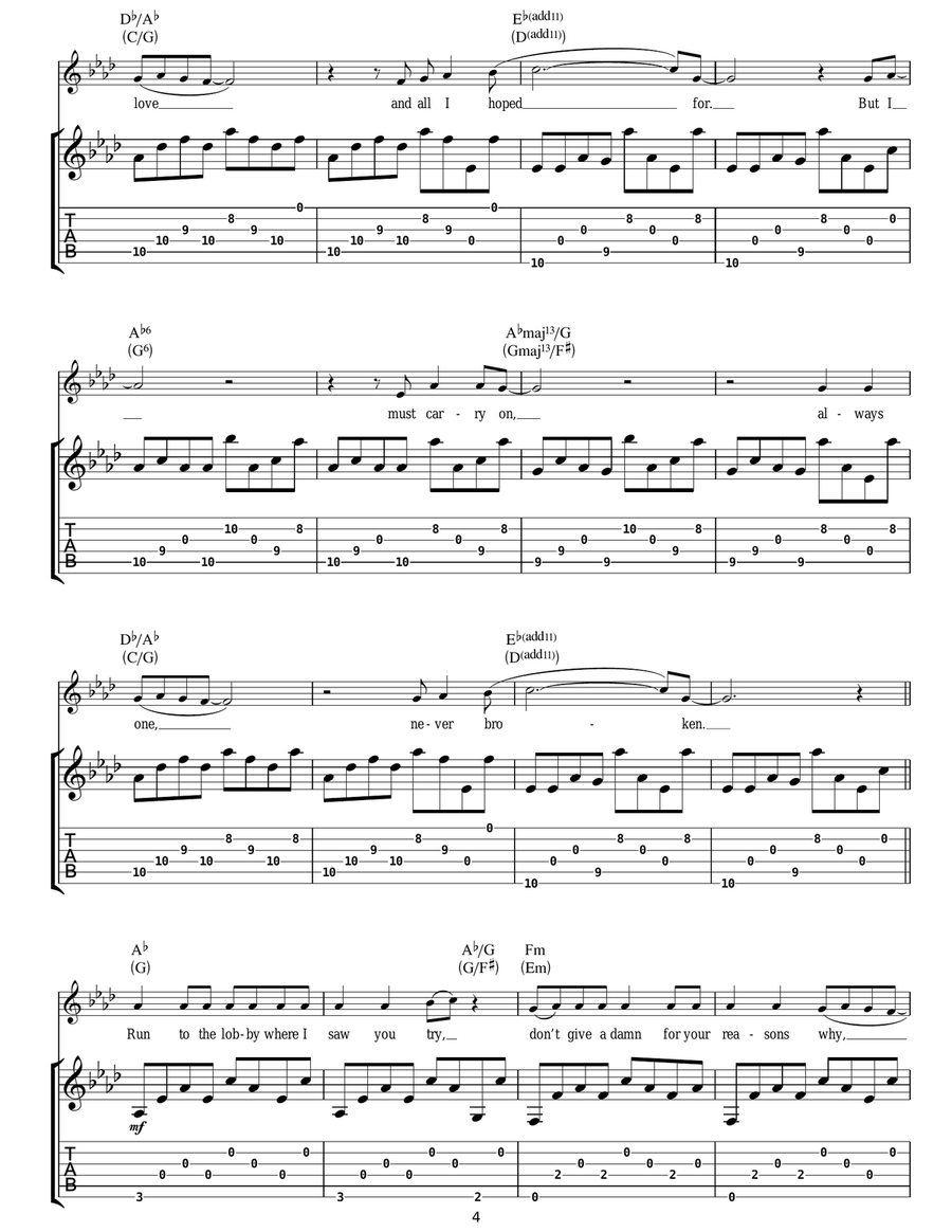 Broken Broken Guitar Tablature scores gallery preview page 4