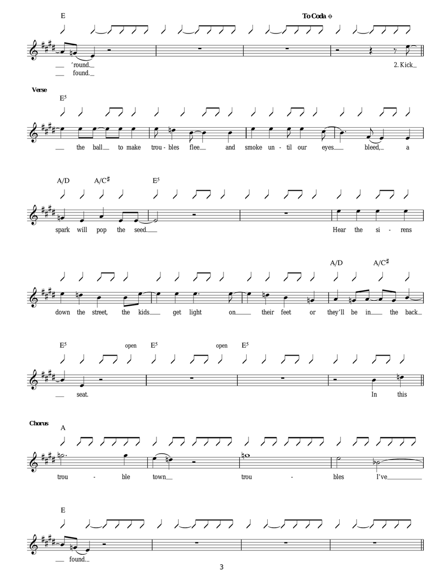 Trouble Town Trouble Town Guitar Tablature scores gallery preview page 3