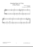 Amazing Grace in C Key - Easy Piano