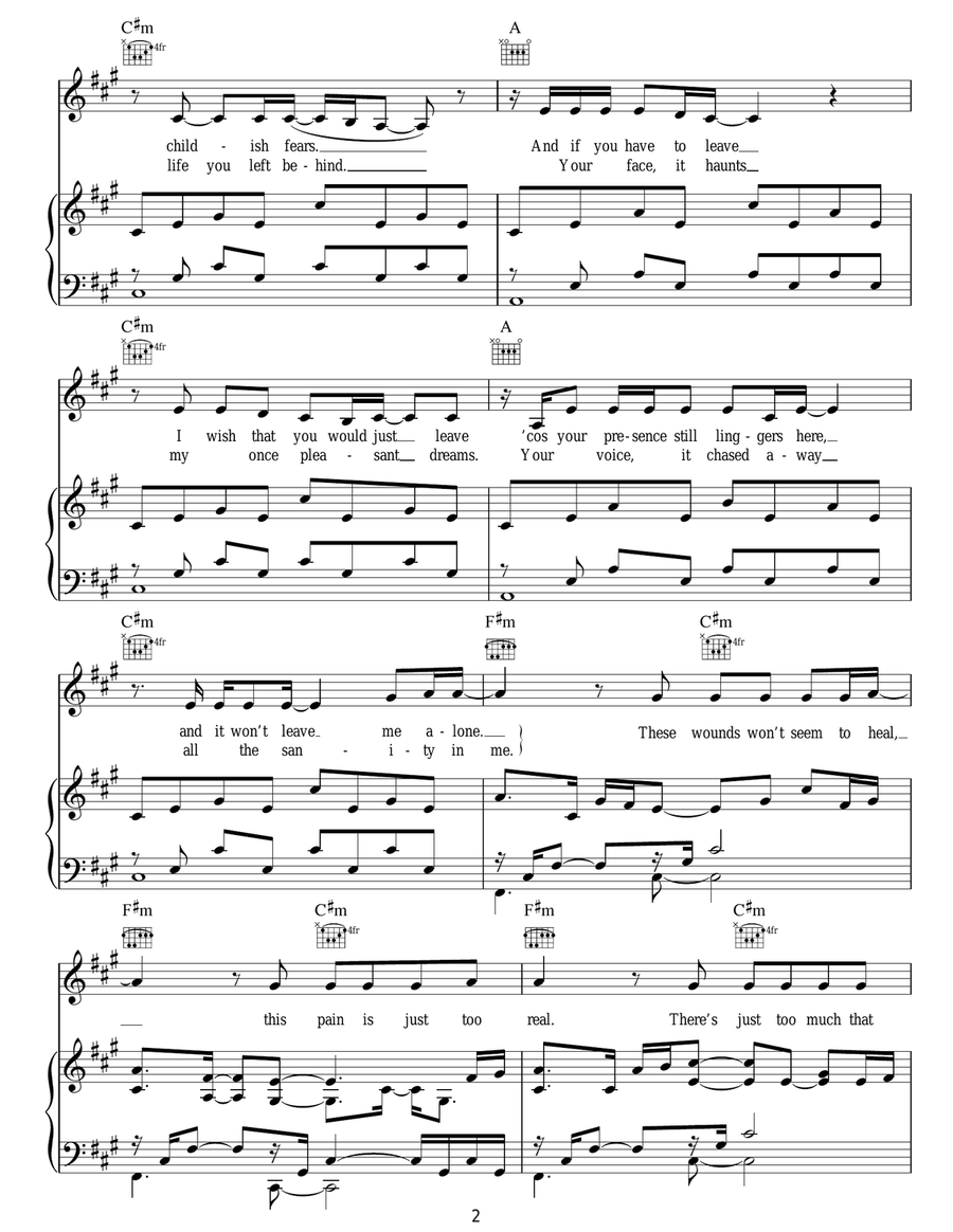 My Immortal My Immortal Acoustic Guitar scores gallery preview page 2