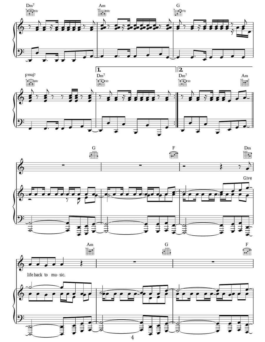 Give Life Back To Music Acoustic Guitar scores gallery preview page 4