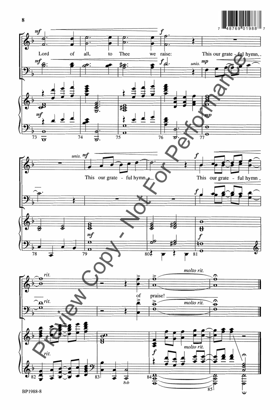 Our Grateful Hymn of Praise 4-Part scores gallery preview page 9