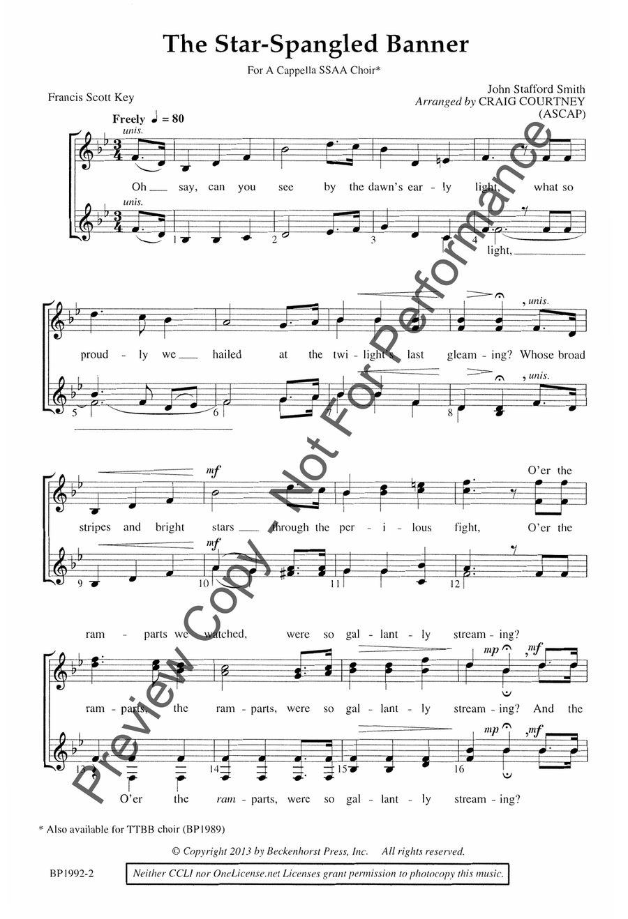 The Star-Spangled Banner - SSAA SSAA scores gallery preview page 3