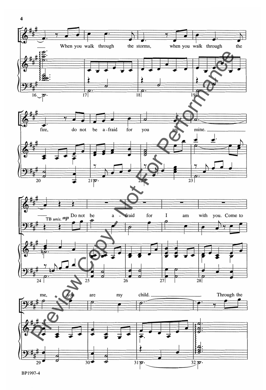 Do Not Be Afraid for You Are Mine 4-Part scores gallery preview page 5