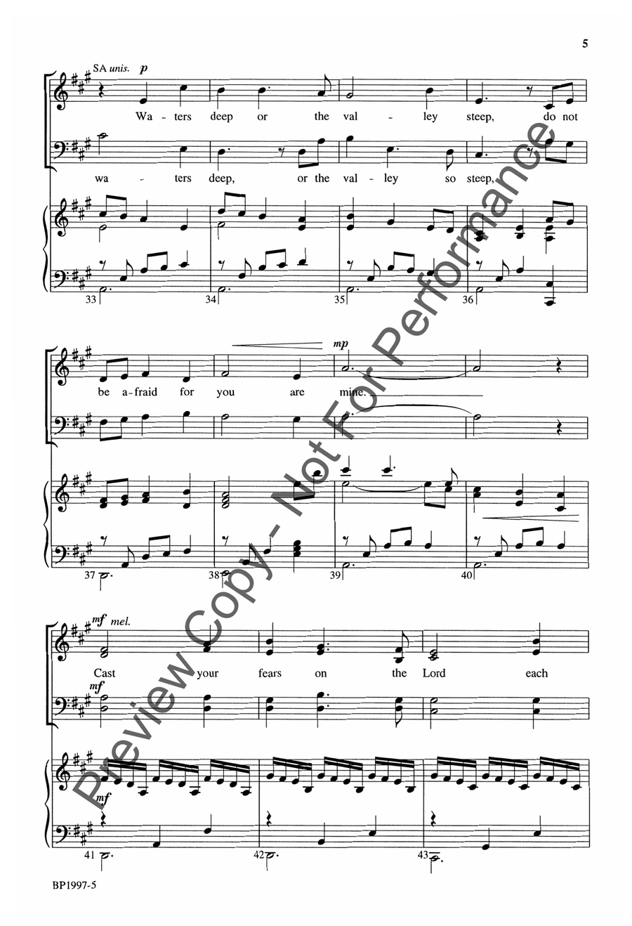 Do Not Be Afraid for You Are Mine 4-Part scores gallery preview page 6