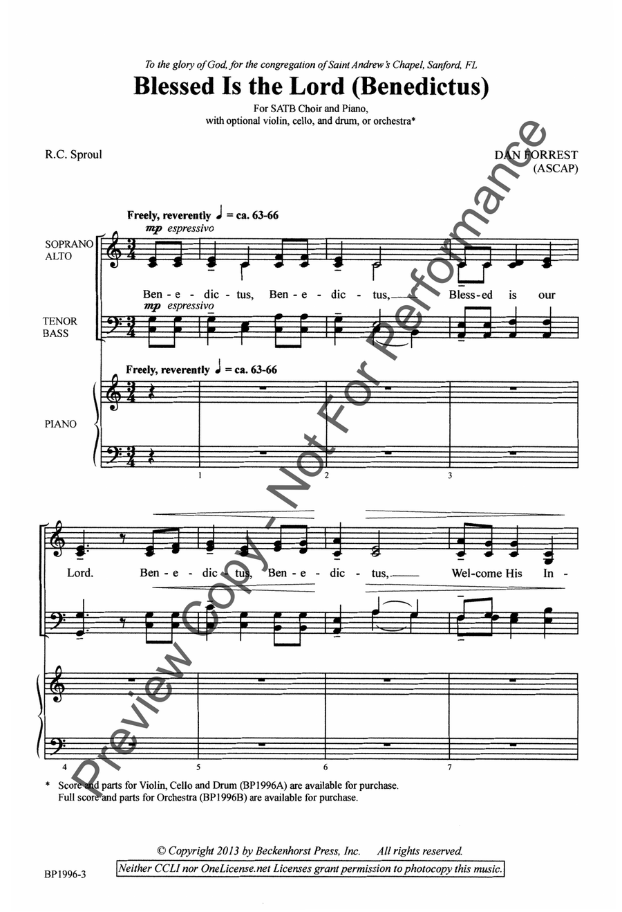 Blessed Is the Lord (Benedictus) 4-Part scores gallery preview page 3