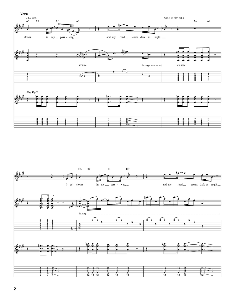 Stones In My Passway Stones In My Passway Electric Guitar scores gallery preview page 2
