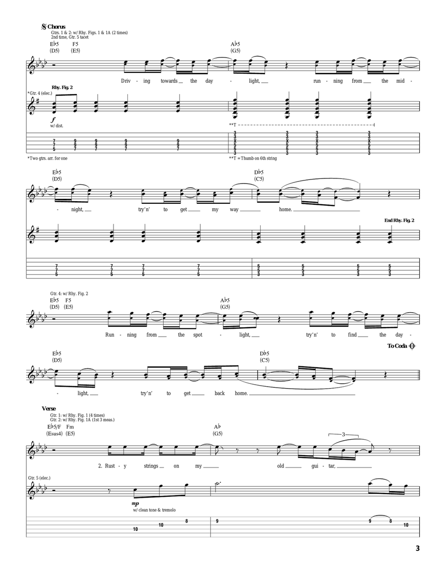 Driving Towards The Daylight Electric Guitar scores gallery preview page 3