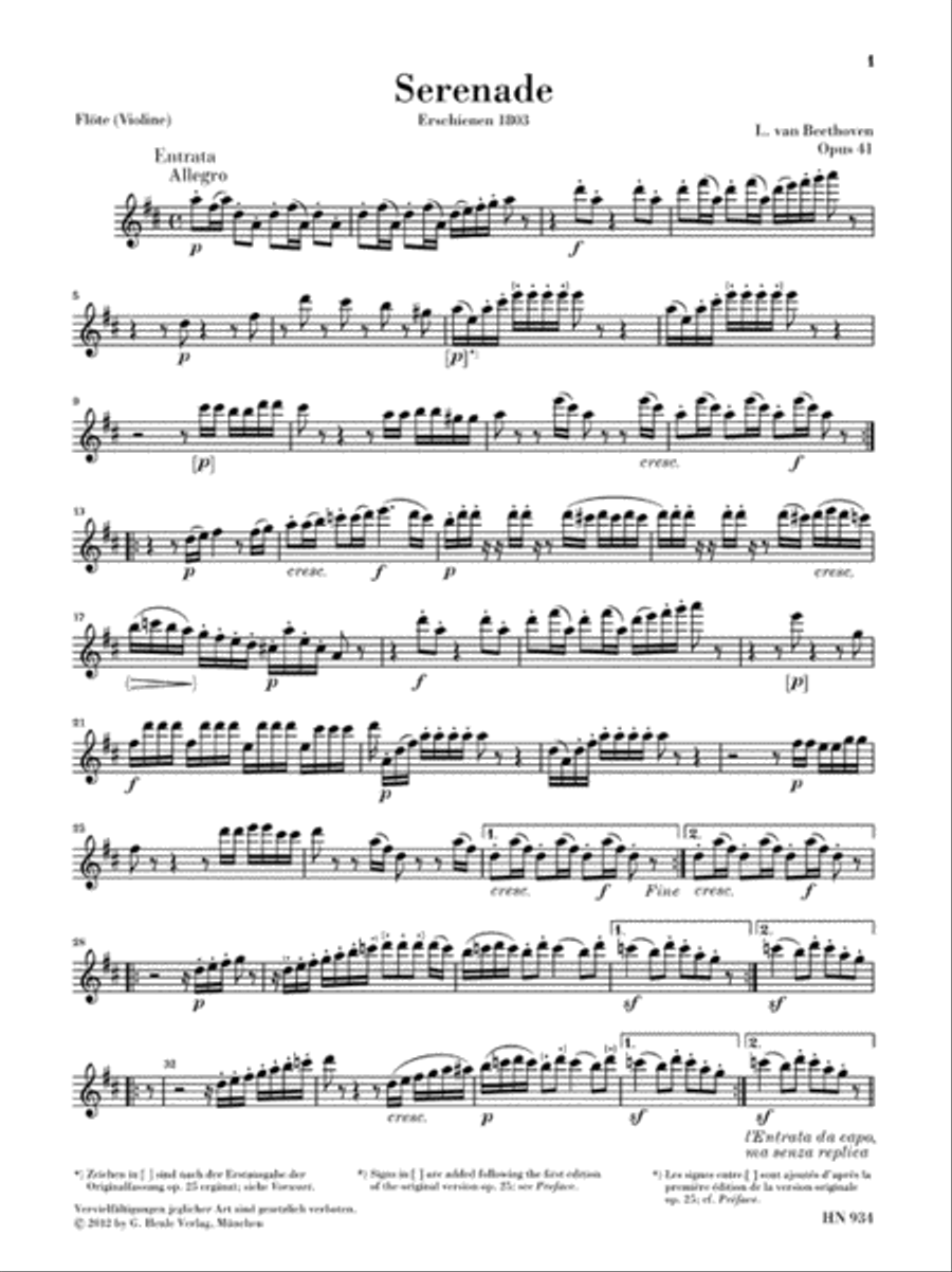 Serenade for Piano and Flute (Violin) op. 41 Flute scores gallery preview page 3