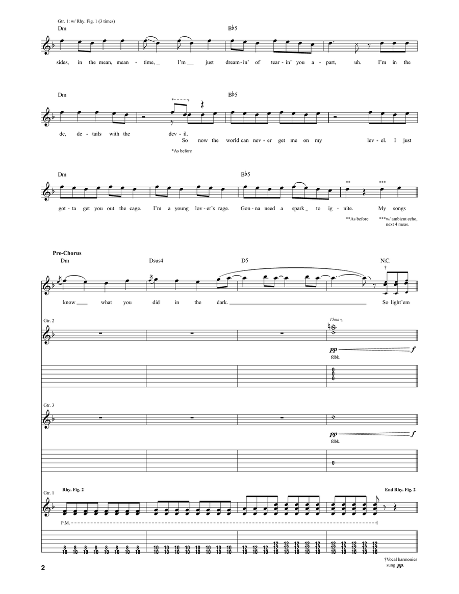 My Songs Know What You Did In The Dark (Light Em Up) Acoustic Guitar scores gallery preview page 2
