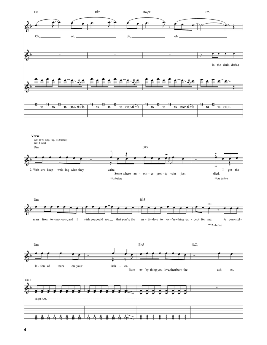 My Songs Know What You Did In The Dark (Light Em Up) Acoustic Guitar scores gallery preview page 4