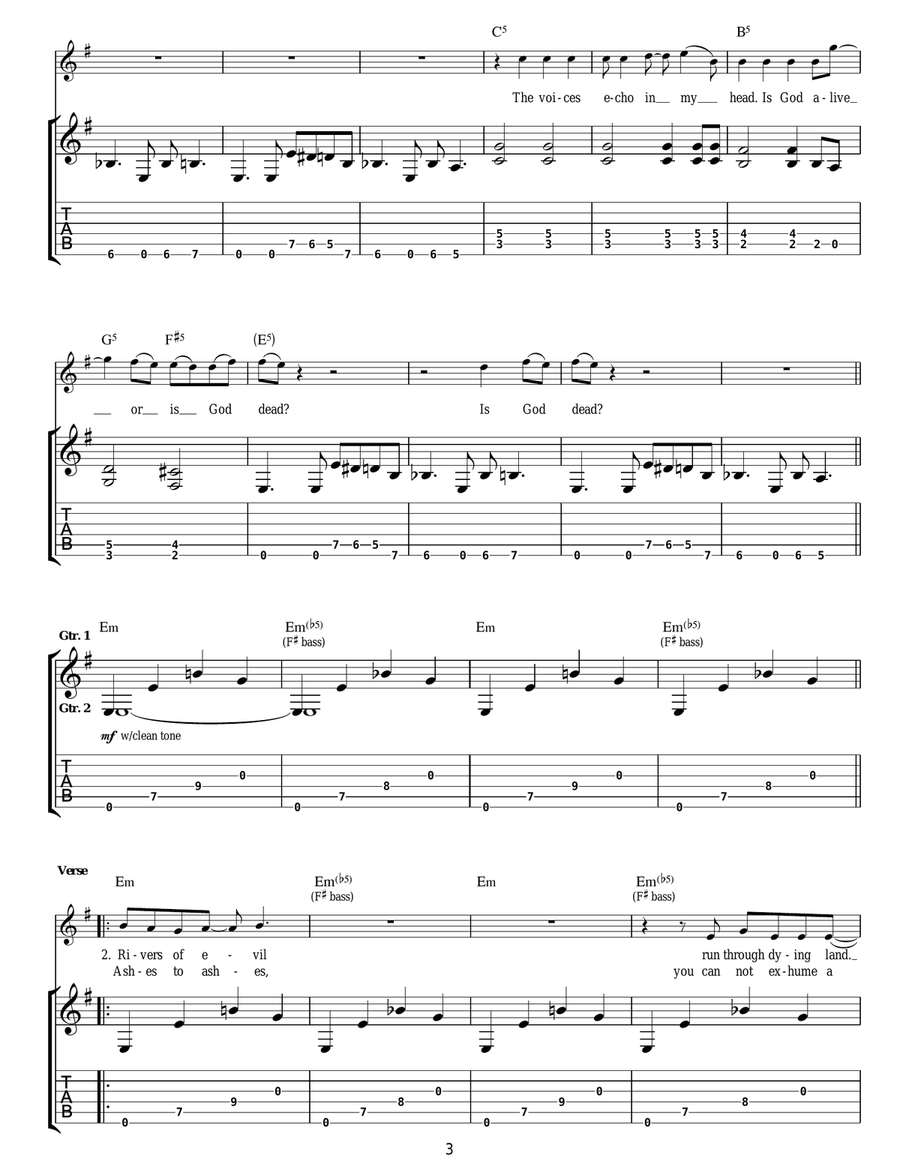 God Is Dead? God Is Dead? Electric Guitar scores gallery preview page 3