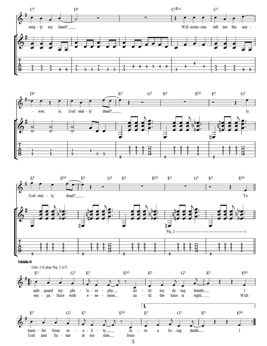 God Is Dead? God Is Dead? Electric Guitar scores gallery preview page 5