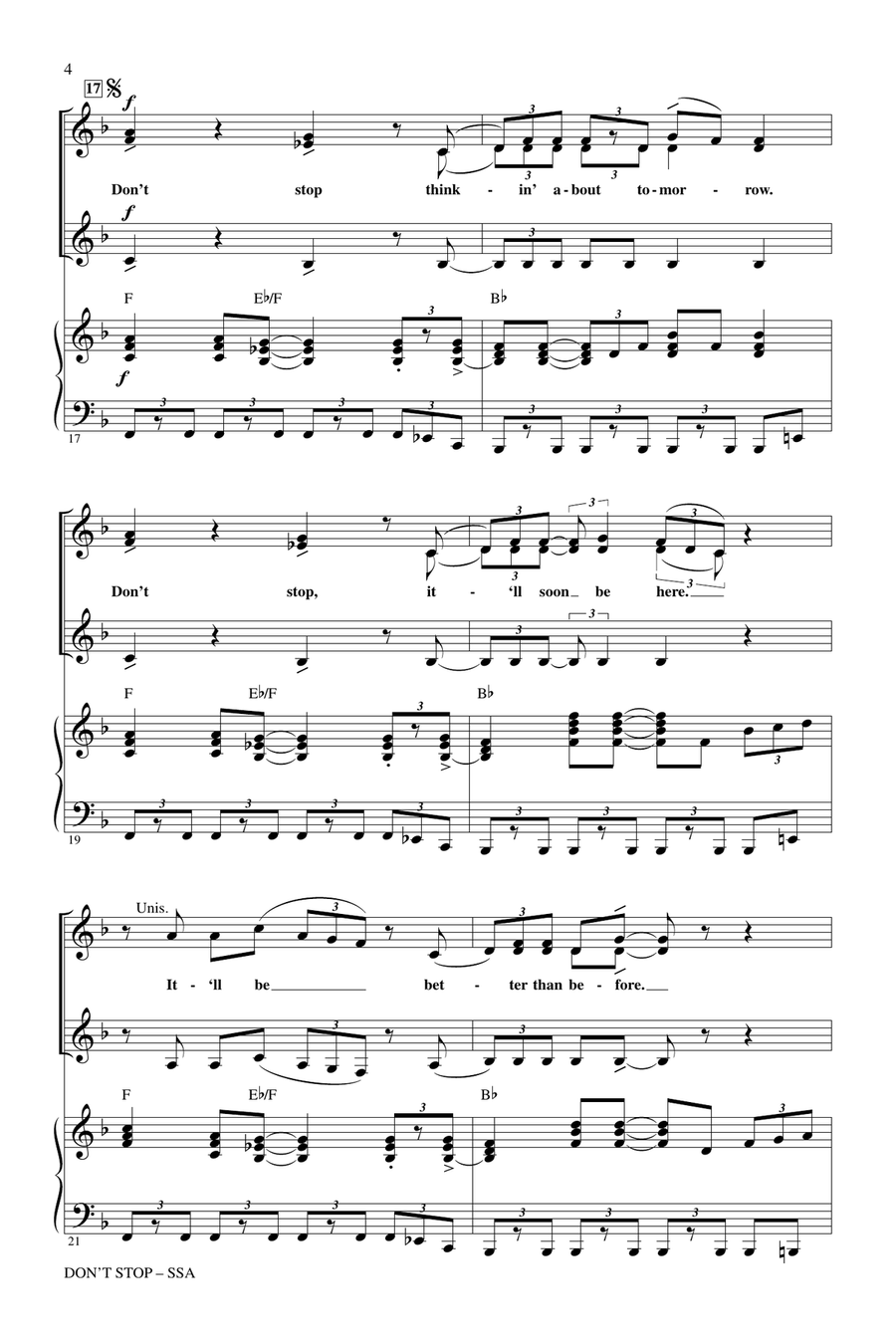 Don't Stop Don't Stop SSA scores gallery preview page 3