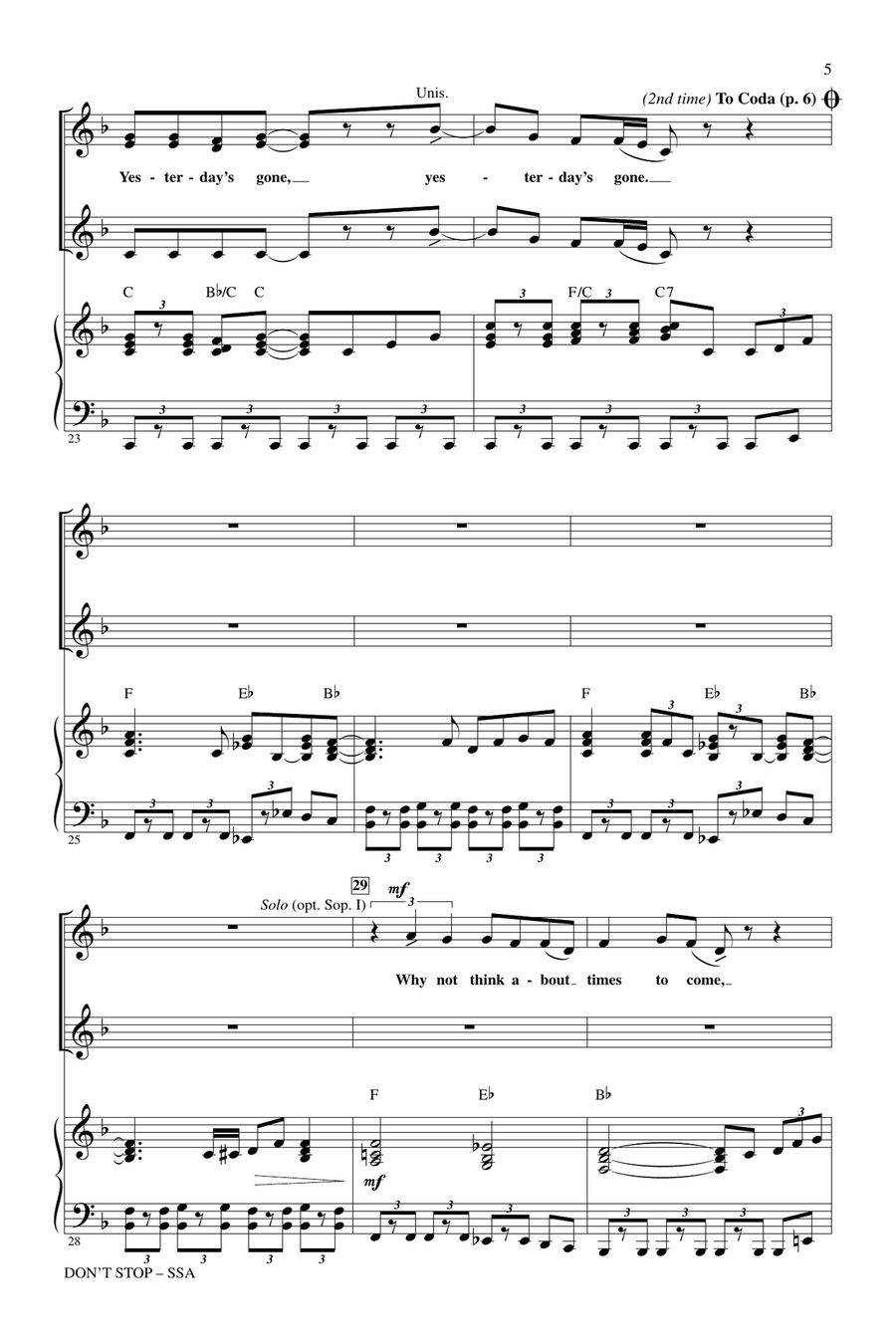 Don't Stop Don't Stop SSA scores gallery preview page 4