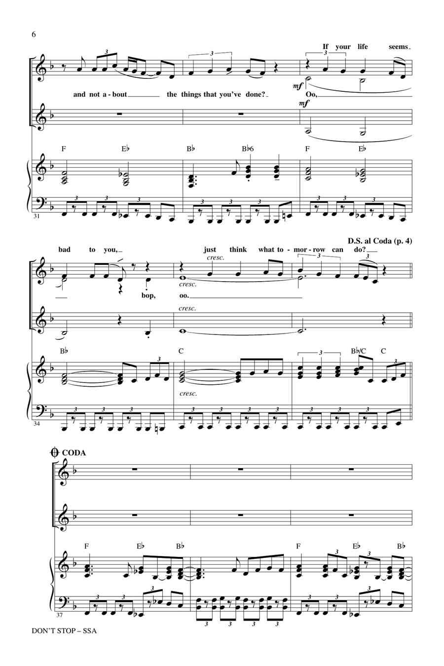 Don't Stop Don't Stop SSA scores gallery preview page 5