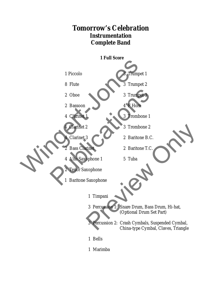 Tomorrow's Celebration Tomorrow's Celebration Concert Band scores gallery preview page 3