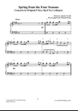 Spring from Four Seasons by Vivaldi - Original E Key for Piano Solo