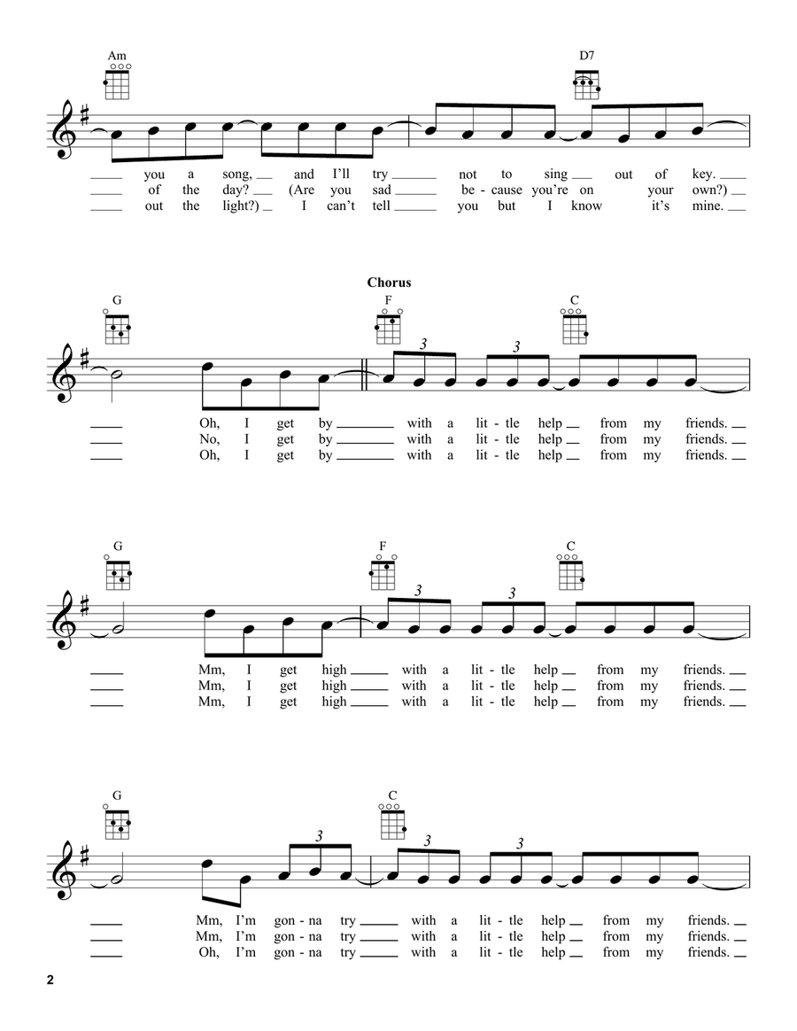 With A Little Help From My Friends Ukulele scores gallery preview page 2