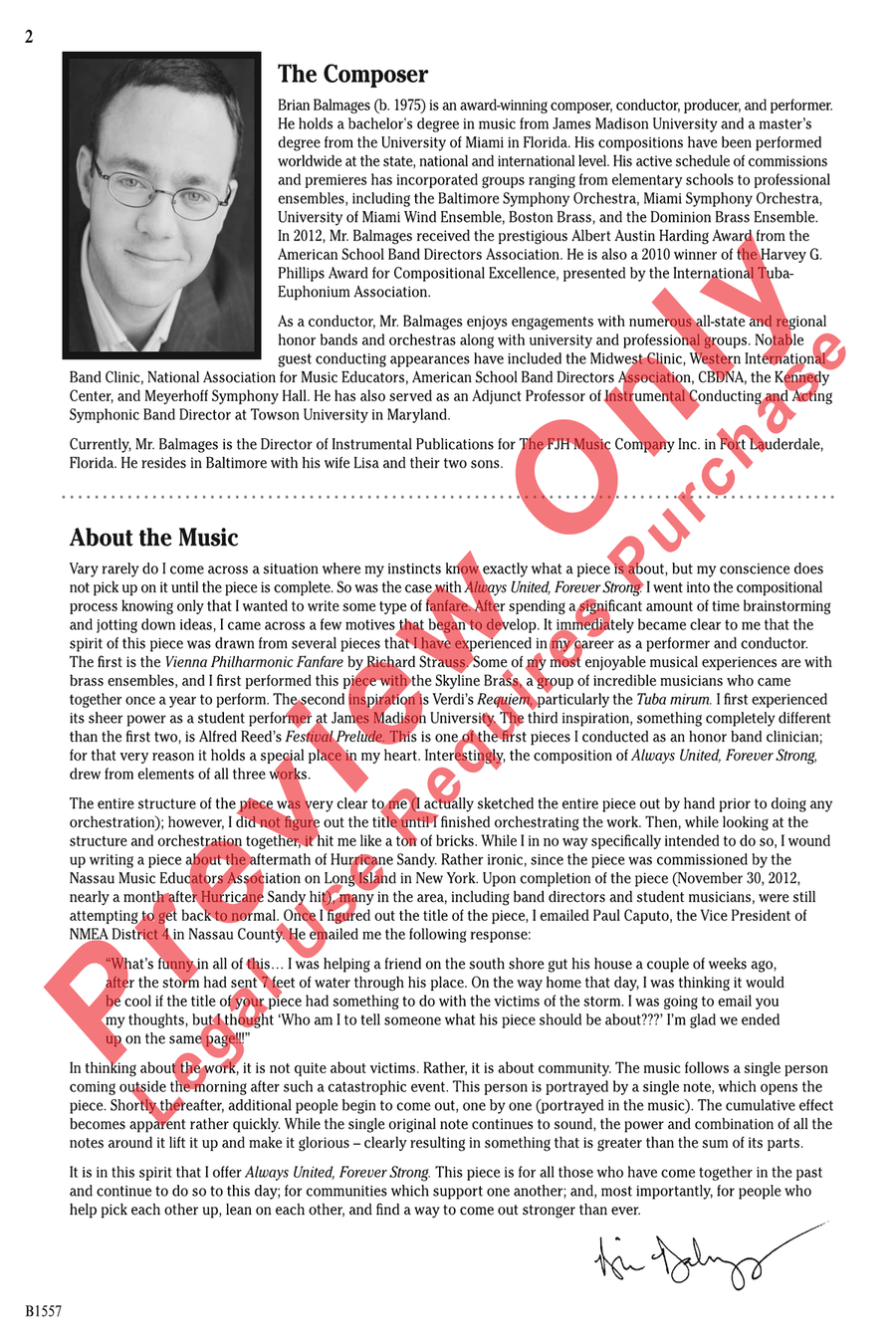 Always United, Forever Strong Concert Band scores gallery preview page 2